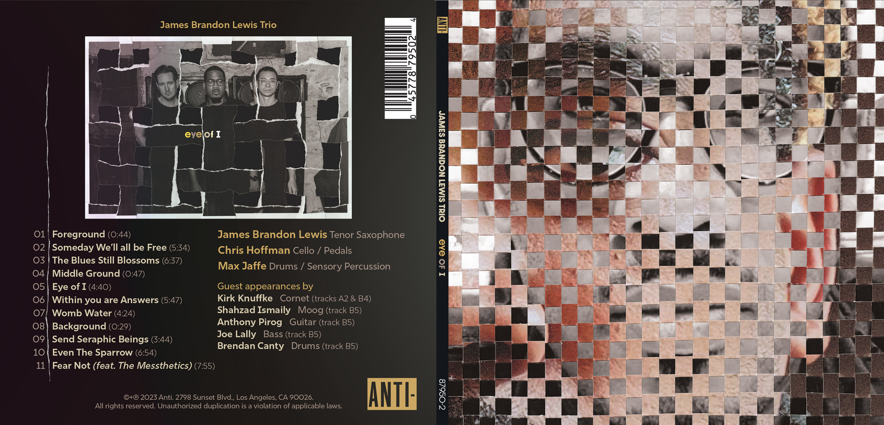 cd front (r) and back (l) cover for Eye of I by the James Brandon Lewis Trio