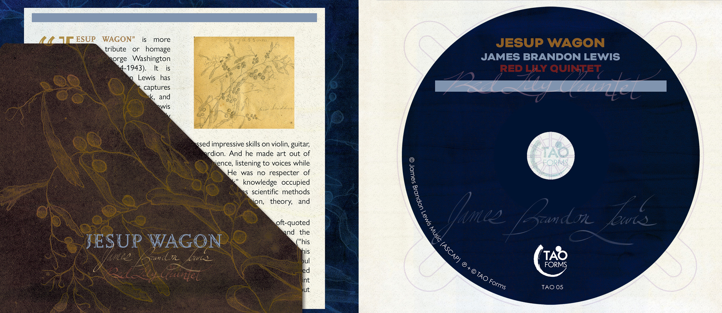 cd interior with accordian booklet and CD in place for Jesup Wagon by James Brandon Lewis Red Lily Quintet