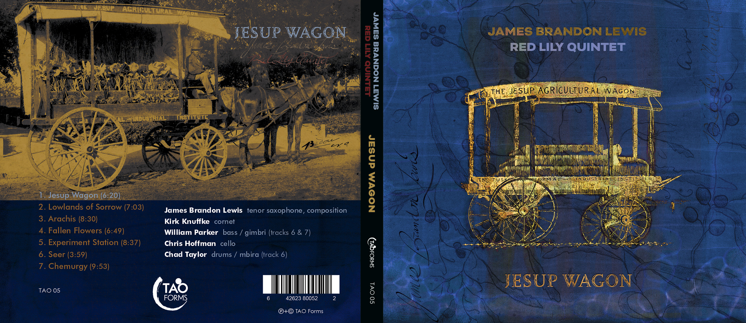 front and back cover of cd for Jesup Wagon by James Brandon Lewis Red Lily Quintet