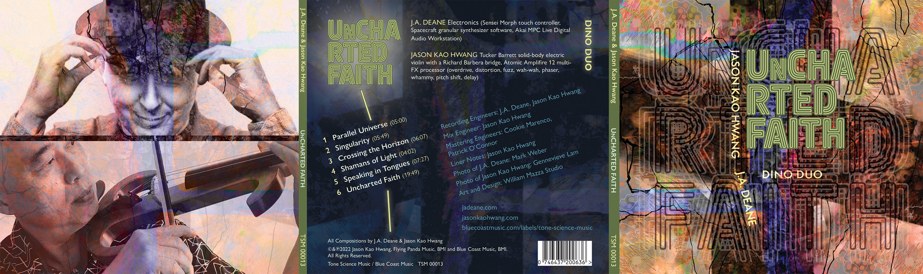 cd cover and outside panels Uncharted Faith by J.A.Deane and Jason Kao Hwang