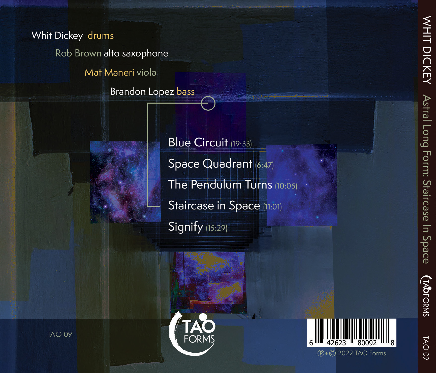 back cover Astral Long Form Staircase In Space by the Whit Dickey Quartet