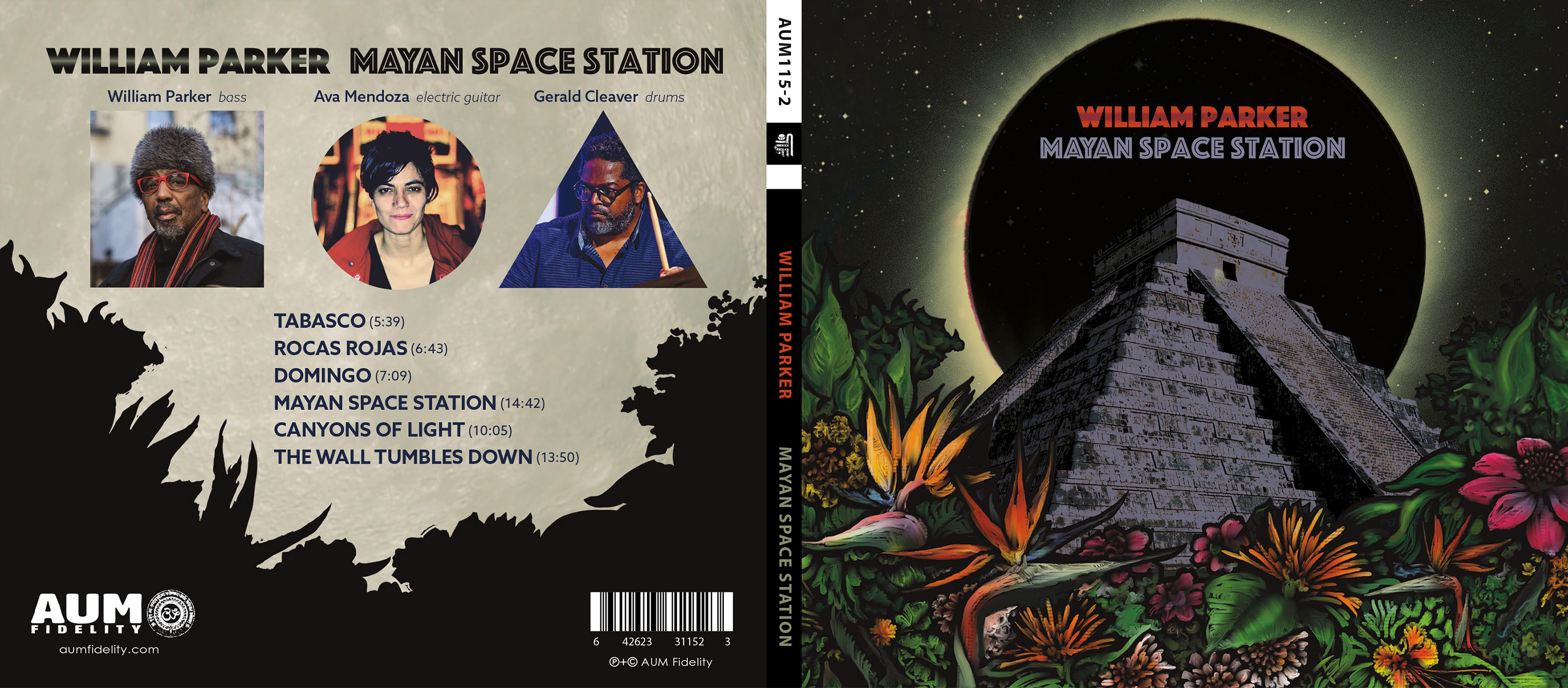 cd front (r) and back (l) cover for Mayan Space Station by William Parker