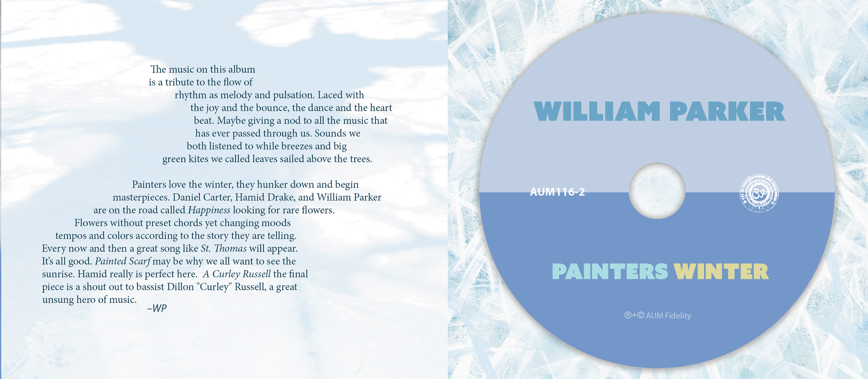 cd cd inside spread with cd in place for Painters Winter by William Parker