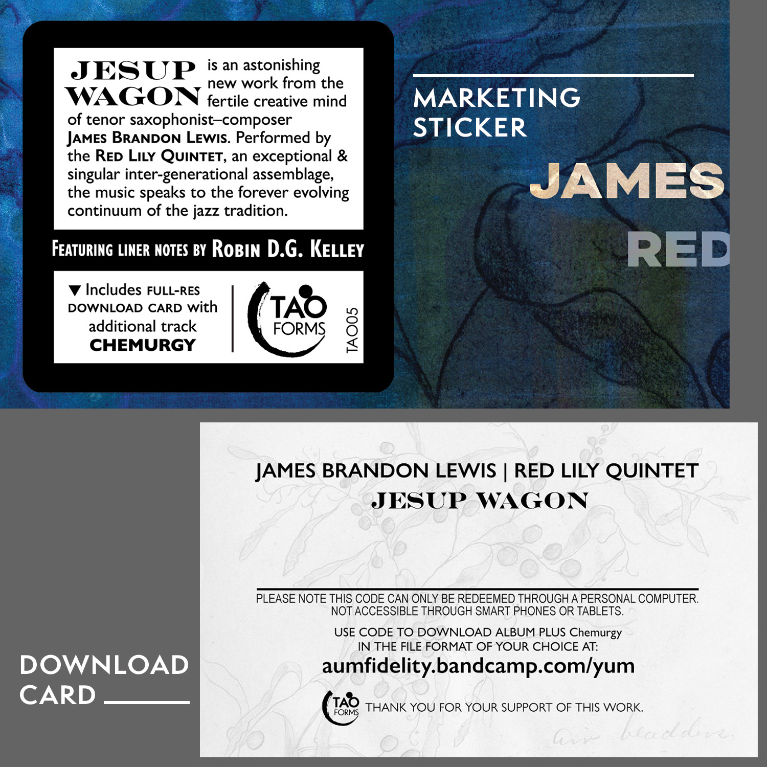 Cover of digital download booklet for Jesup Wagon by James Brandon Lewis Red Lily Quintet