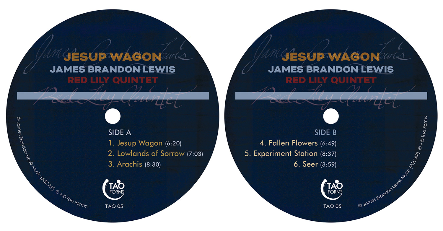 LP labels for For Jesup Wagon by James Brandon Lewis Red Lily Quintet