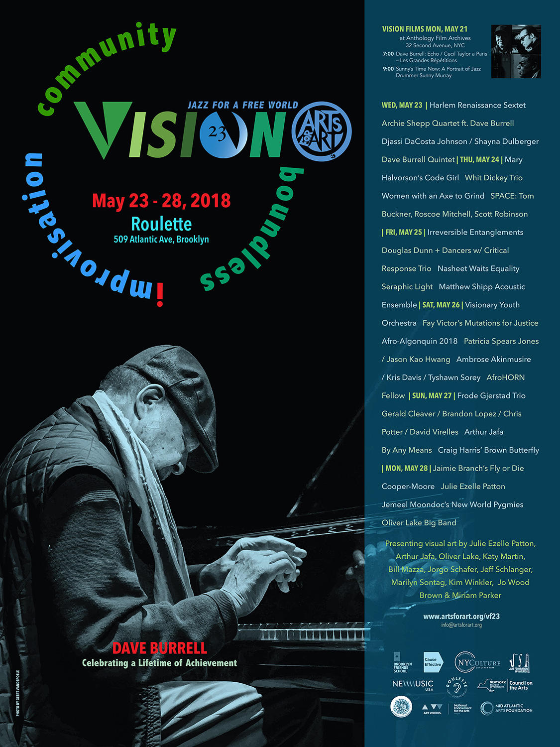 Vision 23 Poster featuring photograph of David Burrell and Vision 23 branding