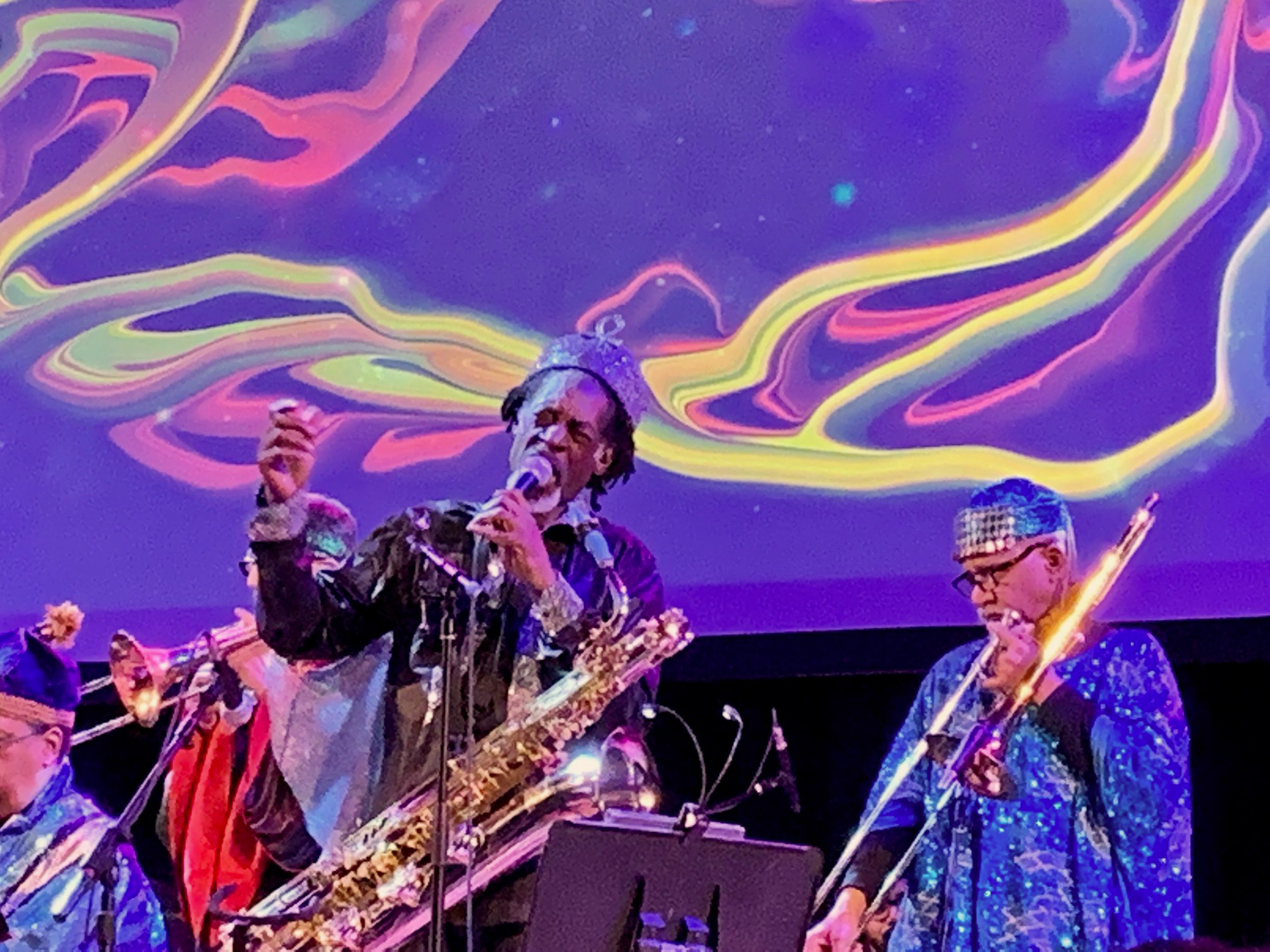 Sun Ra Arkestra with live painting photo by Bev Grant